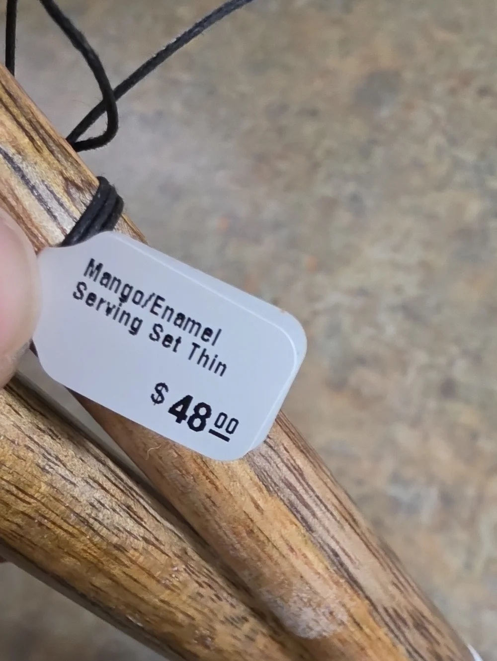 Mango Wooden Salad Servers with White Handles